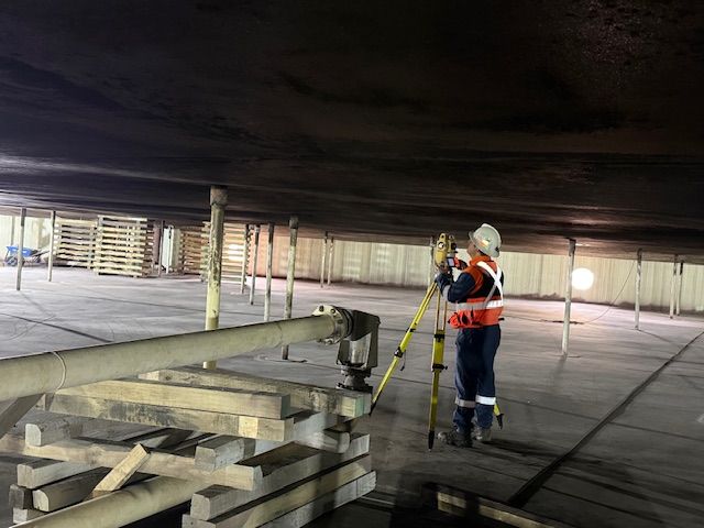 A storage tank seen from inside