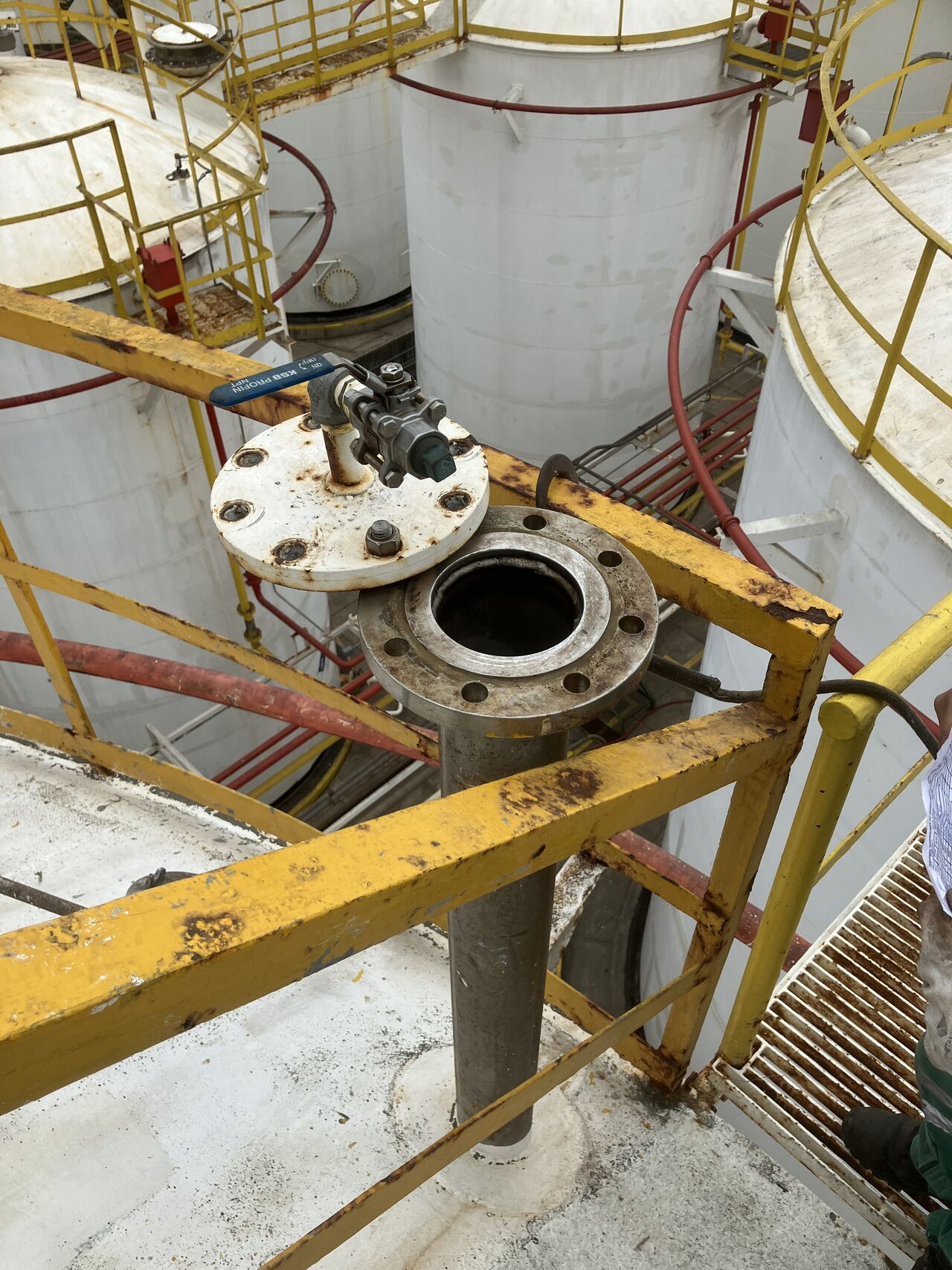 A storage tank seen from inside