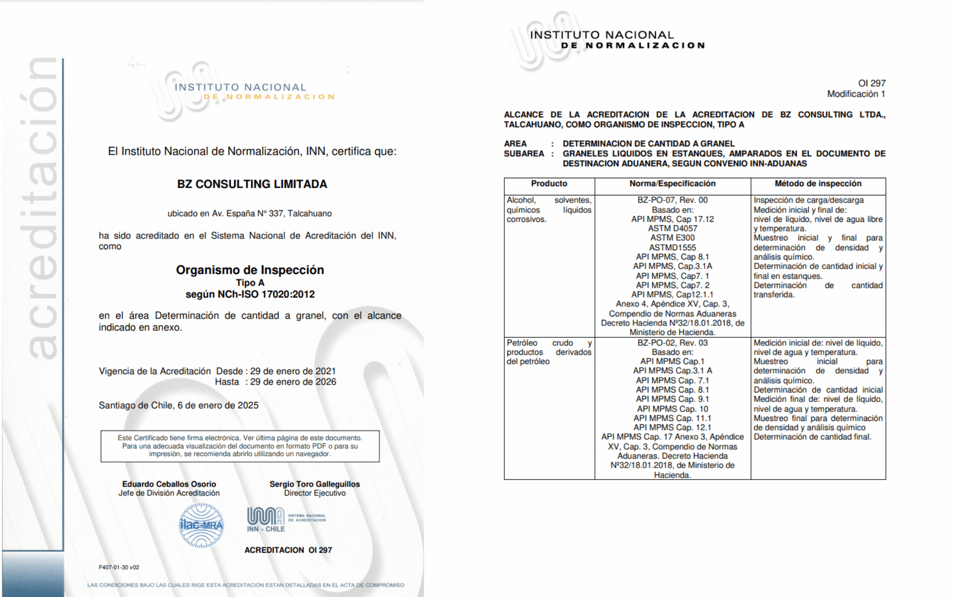 ¡BZ Consulting amplía los alcances de su acreditación bajo la norma ISO 17020:2012!