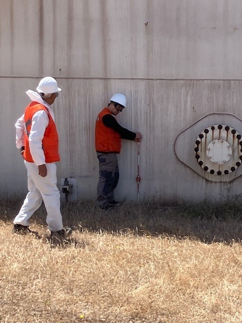 A storage tank seen from inside