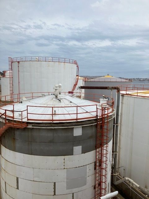 A storage tank seen from inside