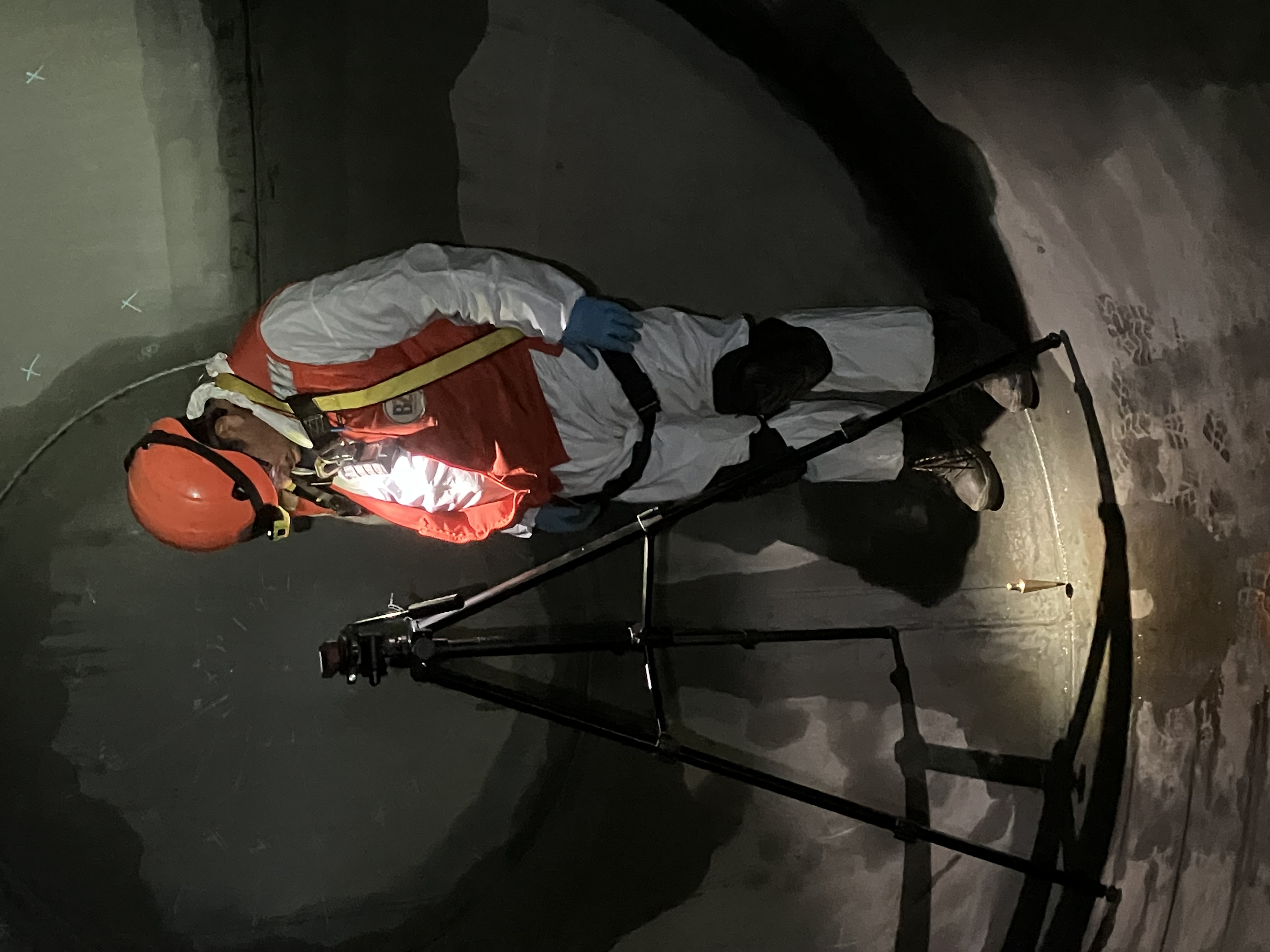 A storage tank seen from inside