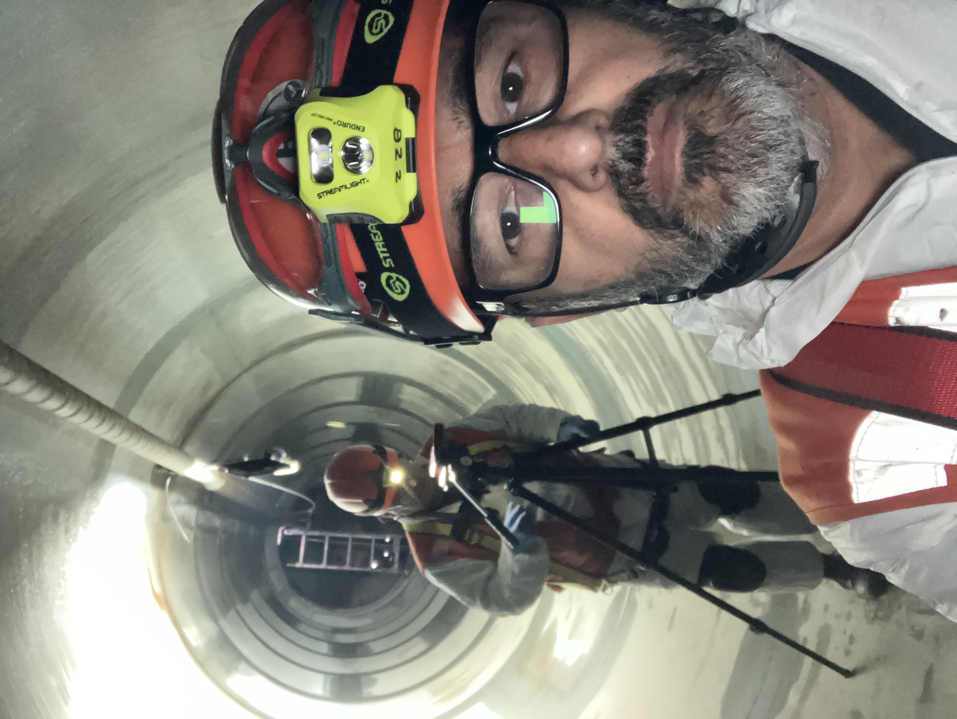 A storage tank seen from inside