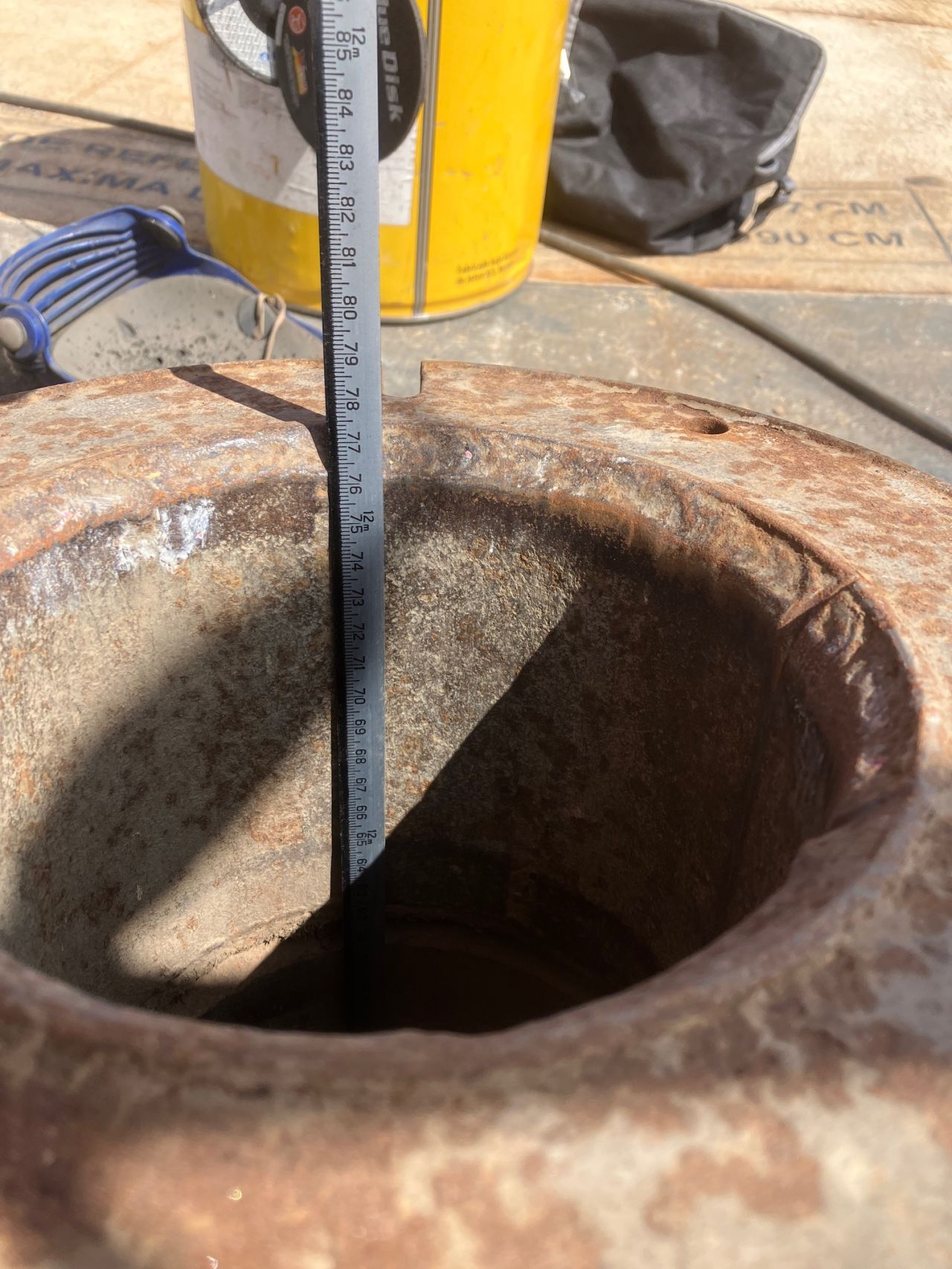 A storage tank seen from inside