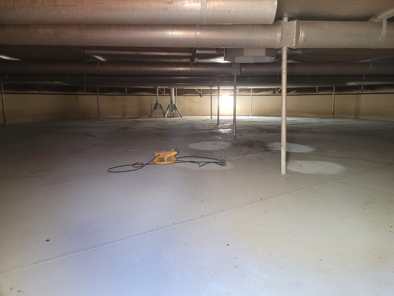 A storage tank seen from inside