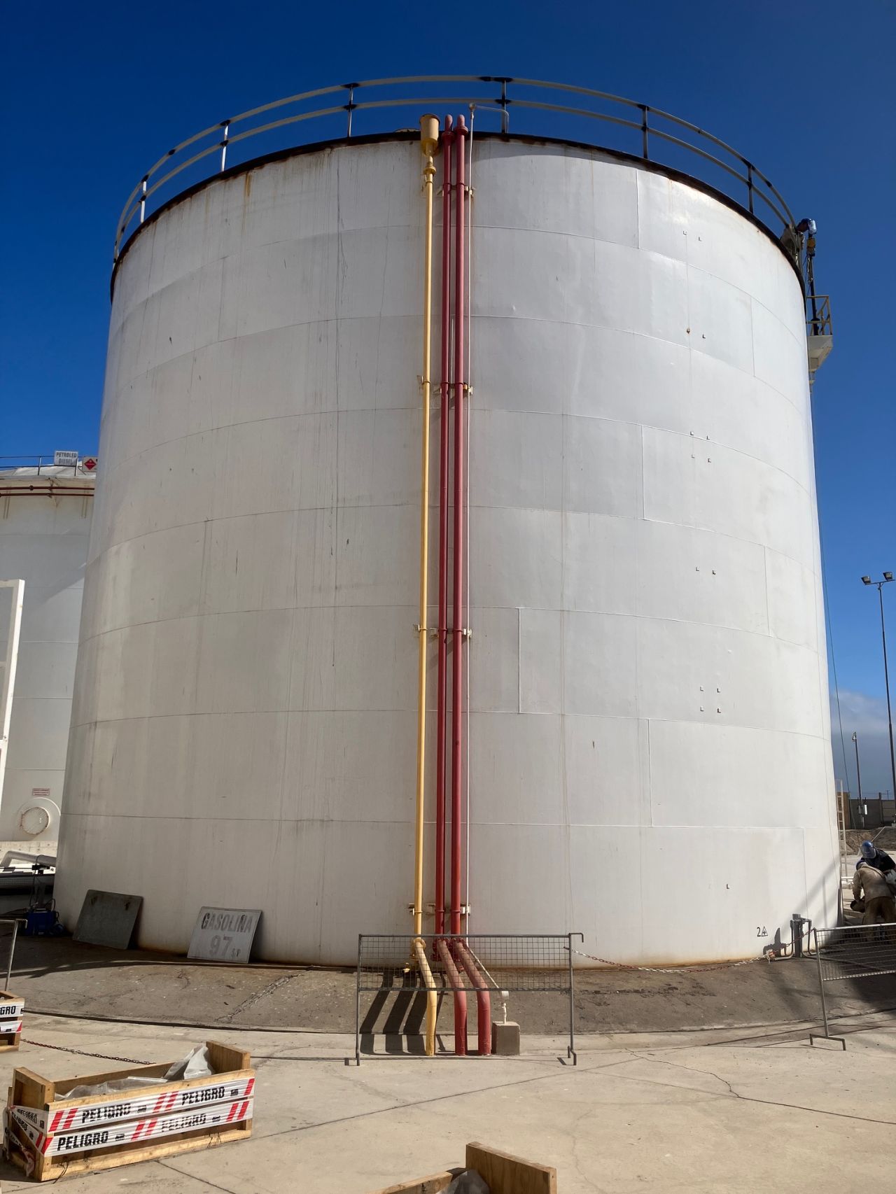 A storage tank seen from inside