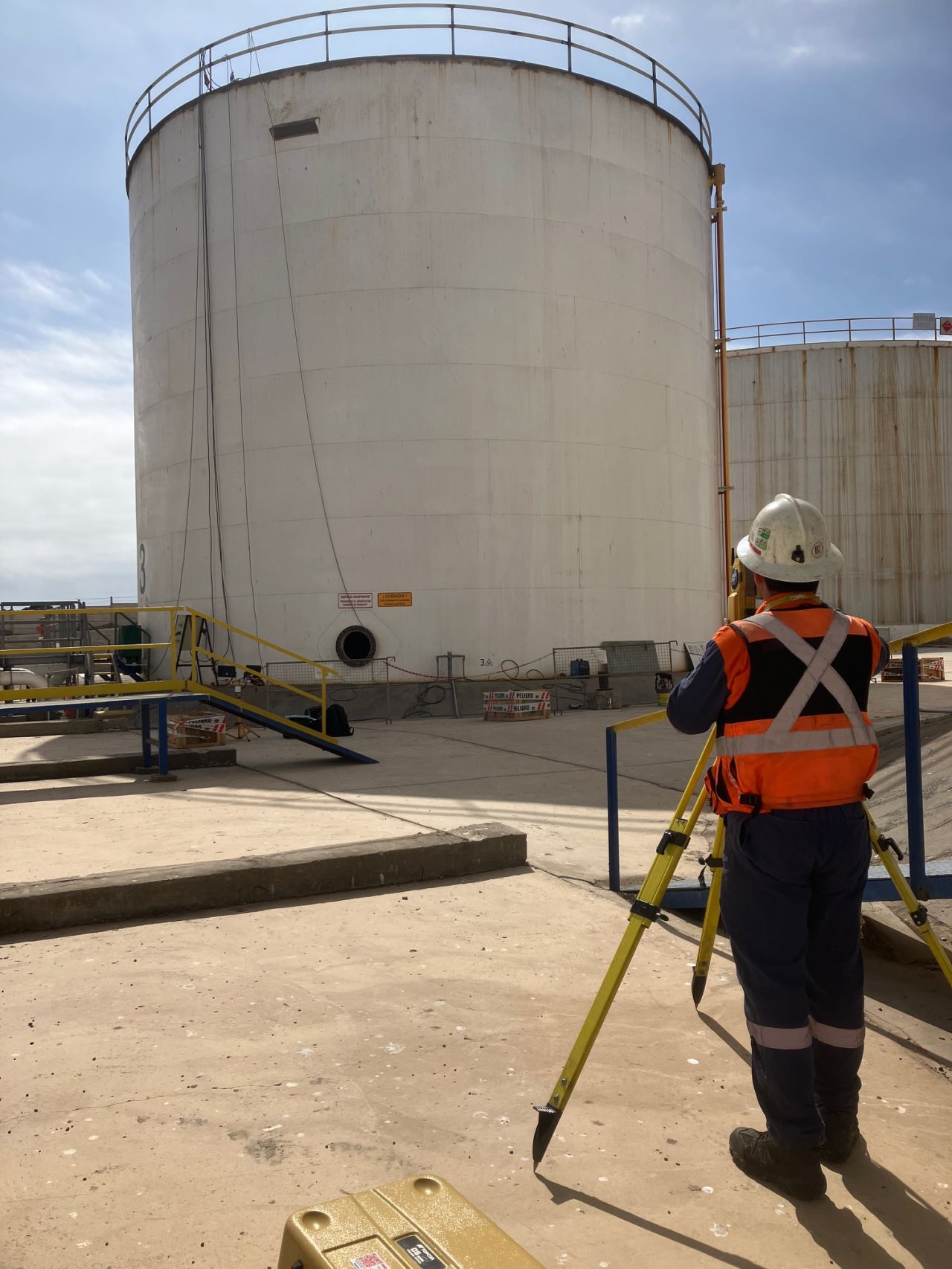 A storage tank seen from inside